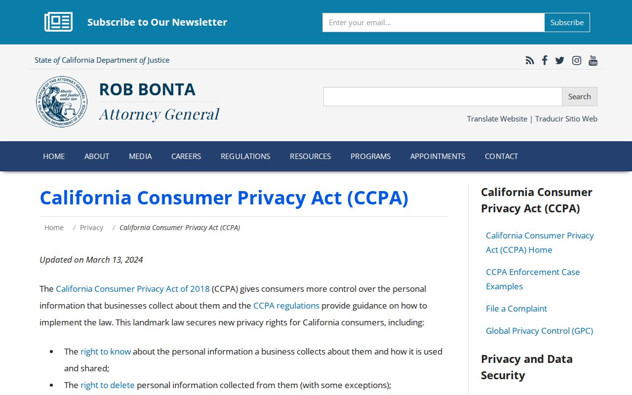Santa Paula neighbors California consumer privacy rights guidance