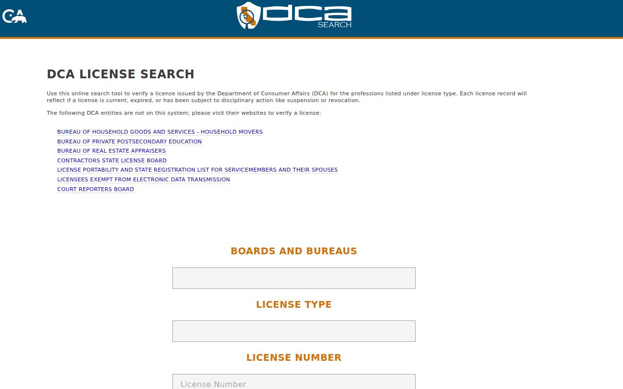 Santa Paula resident lookup California professional license search