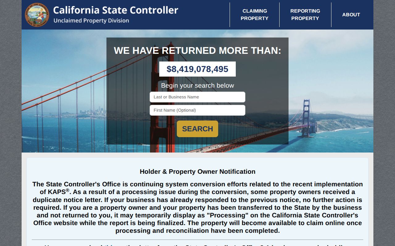 Santa Paula resident lookup California unclaimed property search