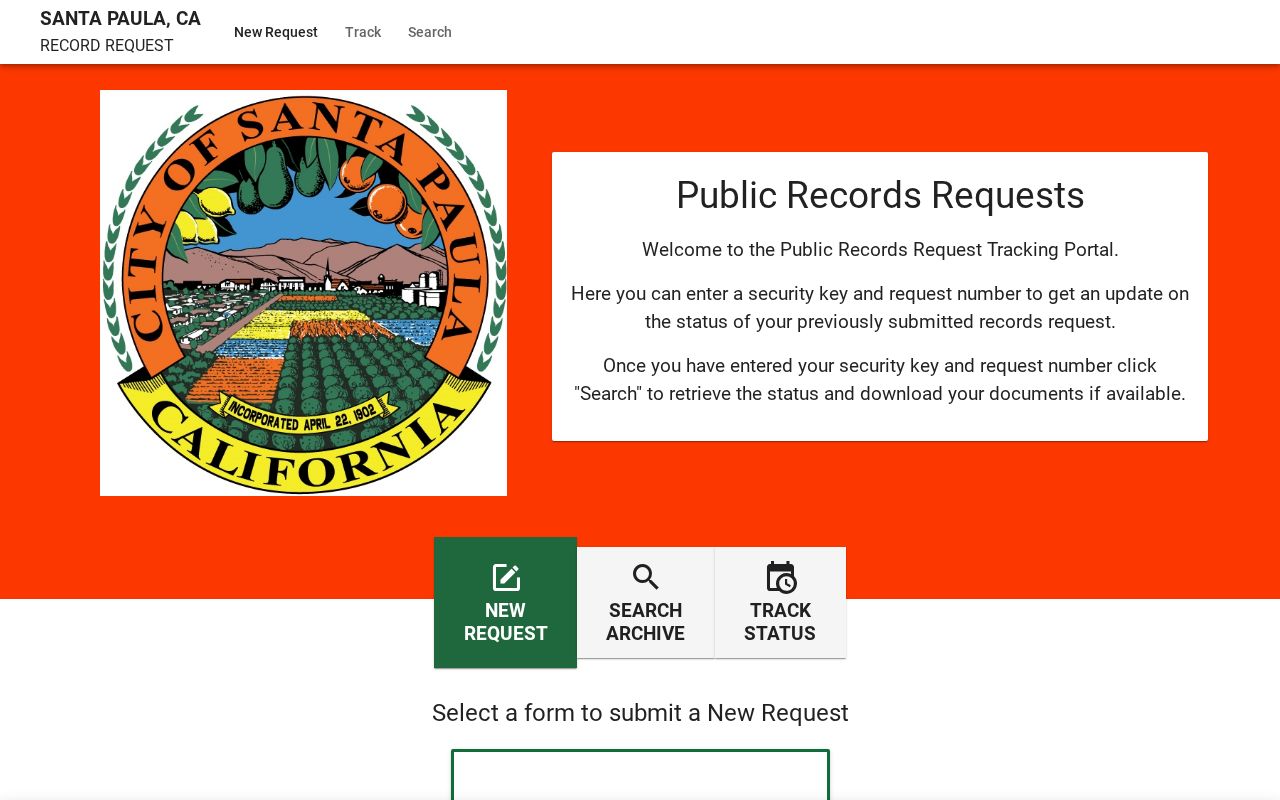 Santa Paula residents directory public records request portal
