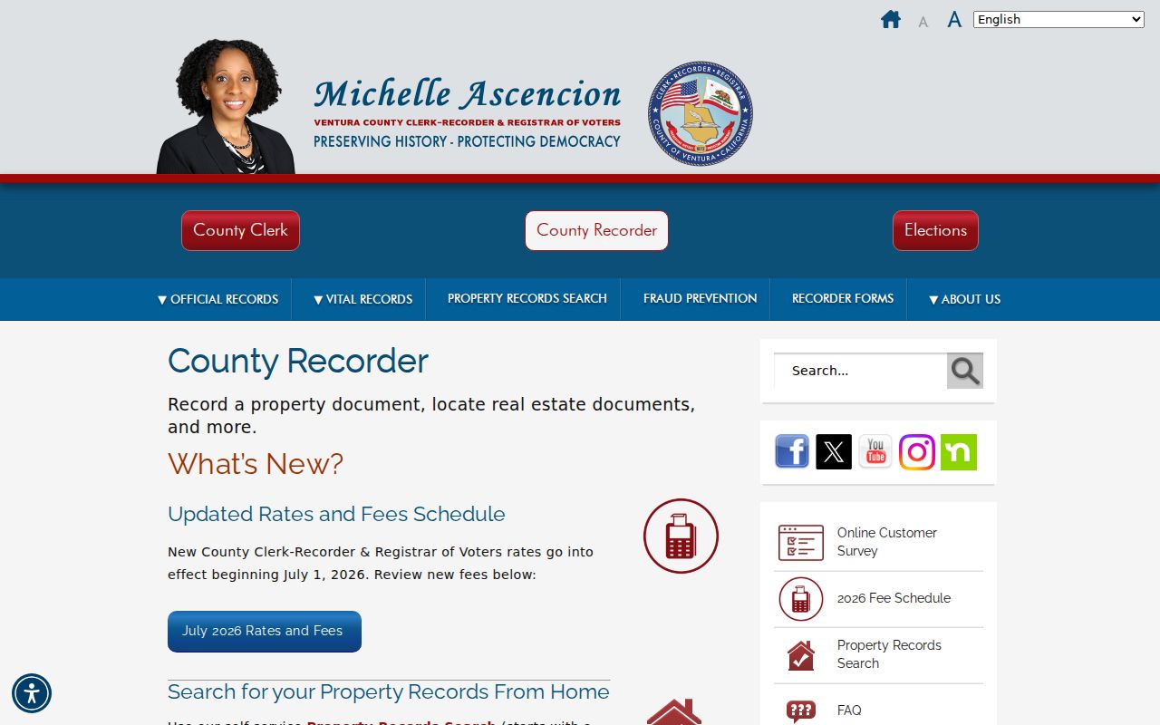 Santa Paula street directory view of Ventura County Recorder records